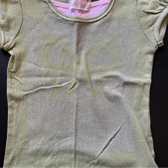 Y2K KnitWorks Butterfly Glitter Girls Tee Layered Puff Sleeve Top Size 6 - Picture 3 of 10